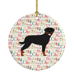 Rottweiler Merry Christmas Ceramic Ornament - Personalized Festive Holiday Decor