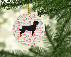 Rottweiler Merry Christmas Ceramic Ornament - Personalized Festive Holiday Decor