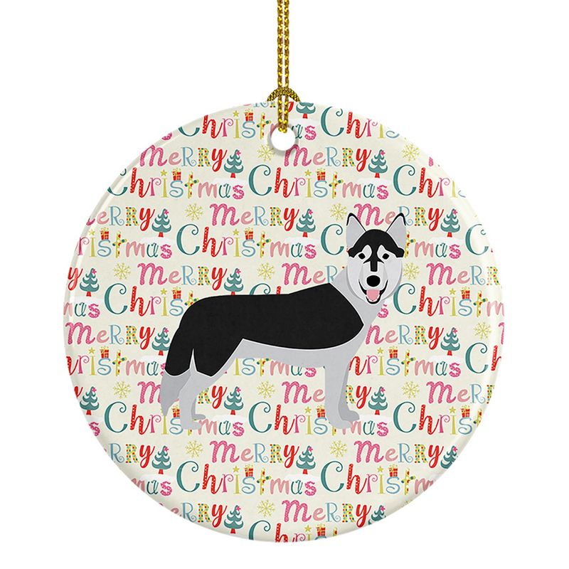 Siberian Husky Merry Christmas Ceramic Ornament - Festive Holiday Decor for Dog Lovers