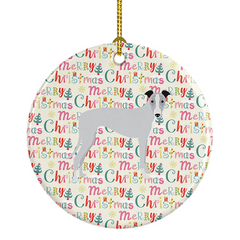 Whippet Merry Christmas Ceramic Ornament - Personalized & Handcrafted Holiday Decor for Dog Lovers