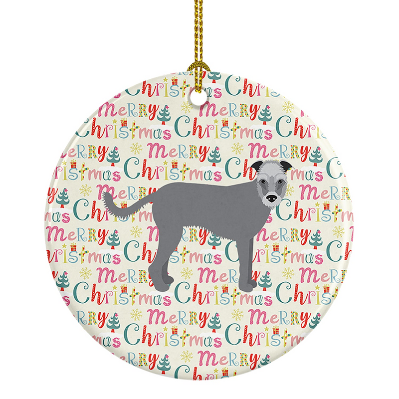 Irish Wolfhound Merry Christmas Ceramic Ornament - Festive Holiday Decoration