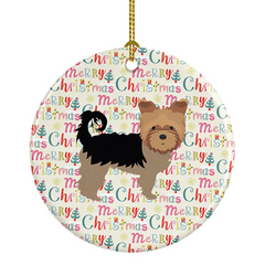 Yorkshire Terrier Merry Christmas Ceramic Ornament - Personalized Holiday Keepsake