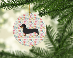 Dachshund Merry Christmas Ceramic Ornament - Festive Dog Breed Ornament for Holiday Decor | Perfect Gift for Pet Lovers