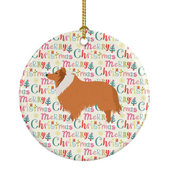 Personalized Collie Dog Merry Christmas Ceramic Ornament - Handcrafted Holiday Decoration