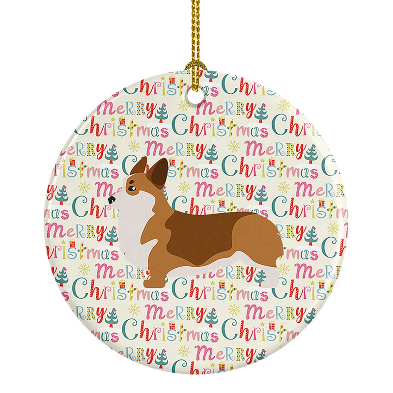 Corgi Merry Christmas Ceramic Ornament - Personalized Holiday Decor - Hand-Painted Breed Specific Artwork