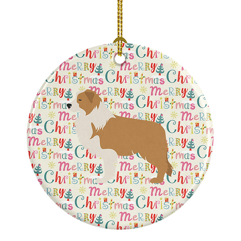 Festive Red Border Collie Merry Christmas Ceramic Ornament - Personalized Holiday Decoration