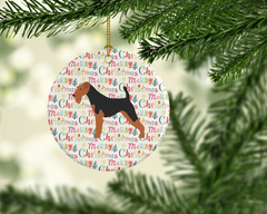 Airedale Terrier Merry Christmas Ceramic Ornament - Festive Holiday Decor, Personalized Gift, Vibrant Breed-Specific Artwork