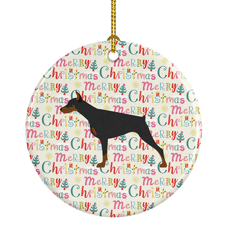 Doberman Pinscher Merry Christmas Ceramic Ornament - Personalized Festive Holiday Decor Gift