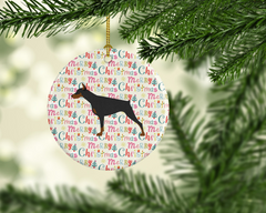 Doberman Pinscher Merry Christmas Ceramic Ornament - Personalized Festive Holiday Decor Gift