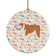 Charming English Bulldog Merry Christmas Ceramic Ornament - Perfect Holiday Gift, Personalized Tree Decoration