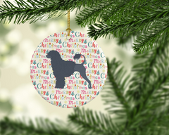 Portuguese Water Dog Merry Christmas Ceramic Ornament - Personalized Holiday Decoration - Perfect Gift for Dog Lovers