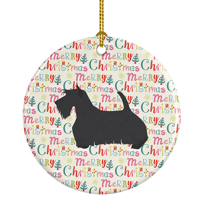 Charming Scottish Terrier Merry Christmas Ceramic Ornament - Ideal Holiday Decor & Personalized Gift