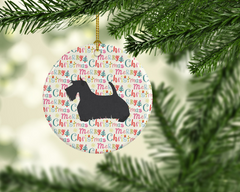 Charming Scottish Terrier Merry Christmas Ceramic Ornament - Ideal Holiday Decor & Personalized Gift