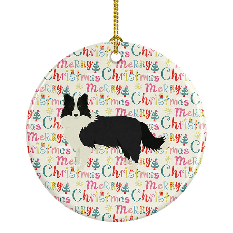 Border Collie Merry Christmas Ceramic Ornament - Personalized Holiday Decor, Handcrafted in the USA