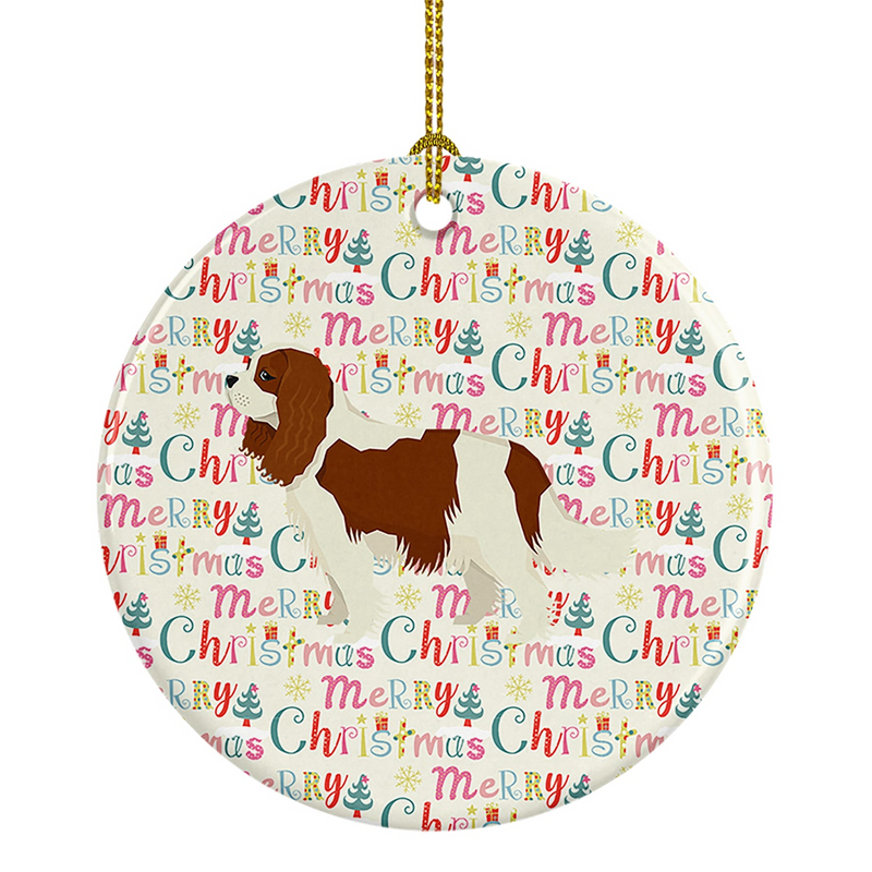 Cavalier Spaniel Merry Christmas Ceramic Ornament - Personalized Dog Breed Decoration