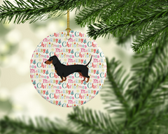 Dachshund Merry Christmas Ceramic Ornament - Personalized Festive Holiday Decor