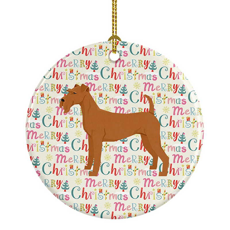 Irish Terrier Merry Christmas Ceramic Ornament - Personalized Holiday Decoration, Perfect Gift for Pet Lovers