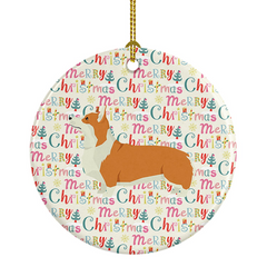 Pembroke Corgi Merry Christmas Ceramic Ornament - Personalized Festive Keepsake