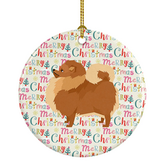 Pomeranian Merry Christmas Ceramic Ornament - Festive Dog Breed Tree Decoration