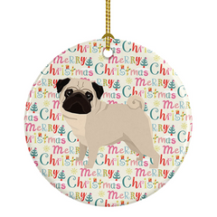 Pug Merry Christmas Ceramic Ornament - Festive Holiday Dog Decor Gift