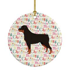 Rottweiler Merry Christmas Ceramic Ornament – Festive Holiday Decorations for Dog Lovers