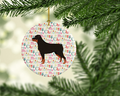 Rottweiler Merry Christmas Ceramic Ornament – Festive Holiday Decorations for Dog Lovers