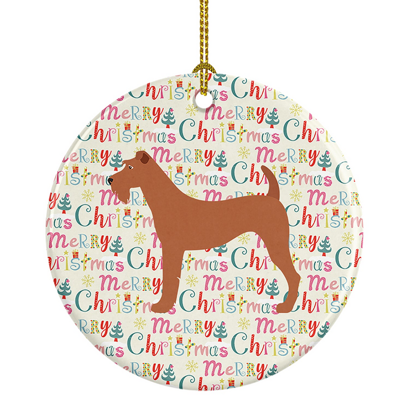 Irish Terrier Merry Christmas Ceramic Ornament - Festive Holiday Decor & Personalizable Keepsake