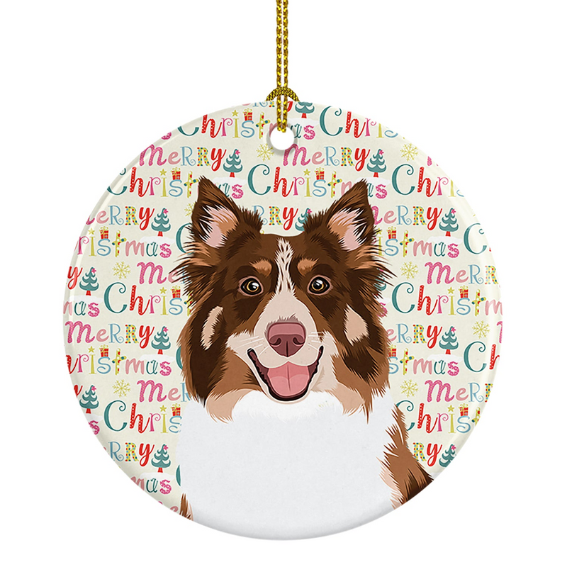 Australian Shepherd Red Tricolor #2 Christmas Ceramic Ornament - Personalized Festive Holiday Decor