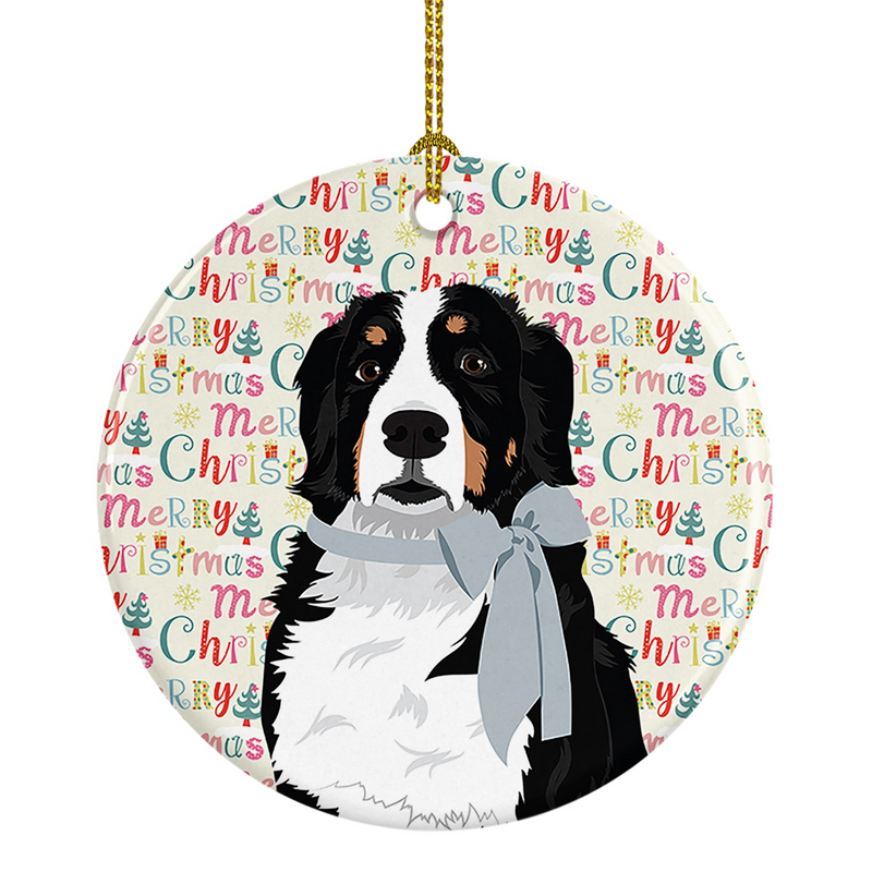 Bernese Mountain Dog Christmas Ornament - Personalized Holiday Decor, Round Porcelain Keepsake