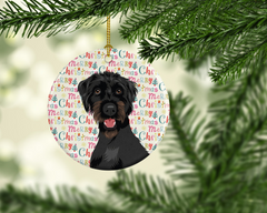 Doodle Black and Tan Christmas Ceramic Ornament - Personalized Holiday Decoration