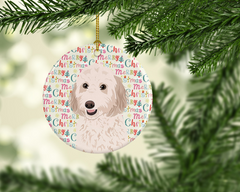 Personalized Doodle Cream #1 Christmas Ceramic Ornament | Custom Holiday Decor