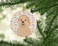 Doodle Fawn #1 Christmas Ceramic Ornament - Personalized Festive Holiday Decoration for Dog Lovers, 2.8125-inch Porcelain Ornament