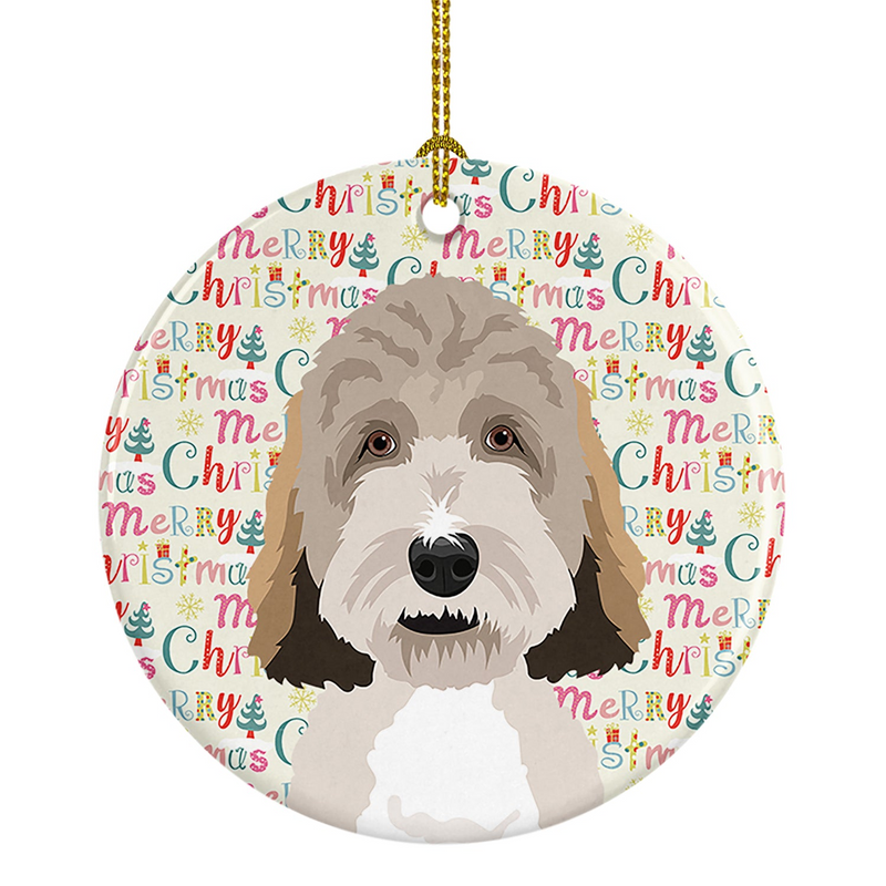 Doodle Tricolor #1 Christmas Ceramic Ornament - Handcrafted Porcelain Holiday Decor for Dog Lovers