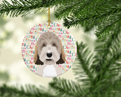 Doodle Tricolor #1 Christmas Ceramic Ornament - Handcrafted Porcelain Holiday Decor for Dog Lovers