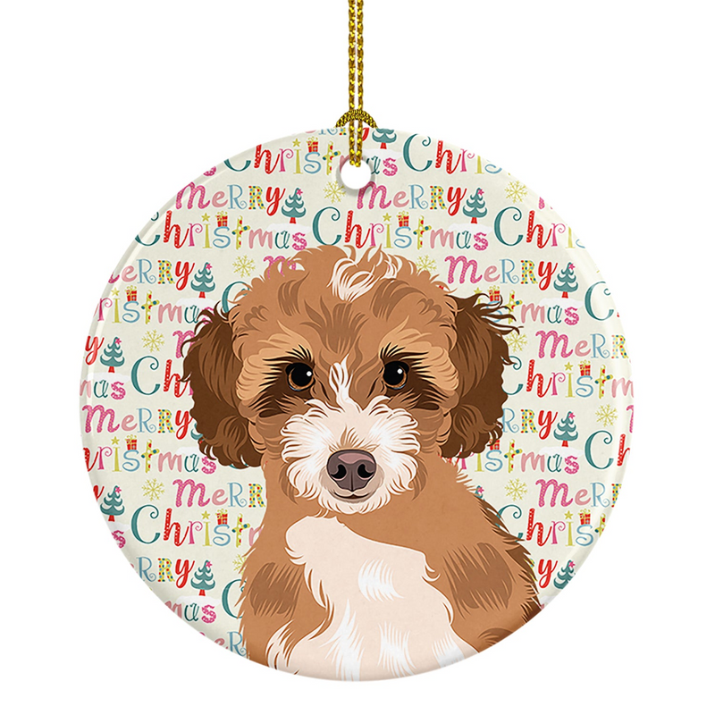 Personalized Doodle Tricolor #2 Christmas Ceramic Ornament - Breed-Specific Holiday Decoration