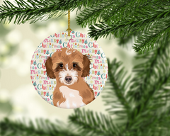 Personalized Doodle Tricolor #2 Christmas Ceramic Ornament - Breed-Specific Holiday Decoration