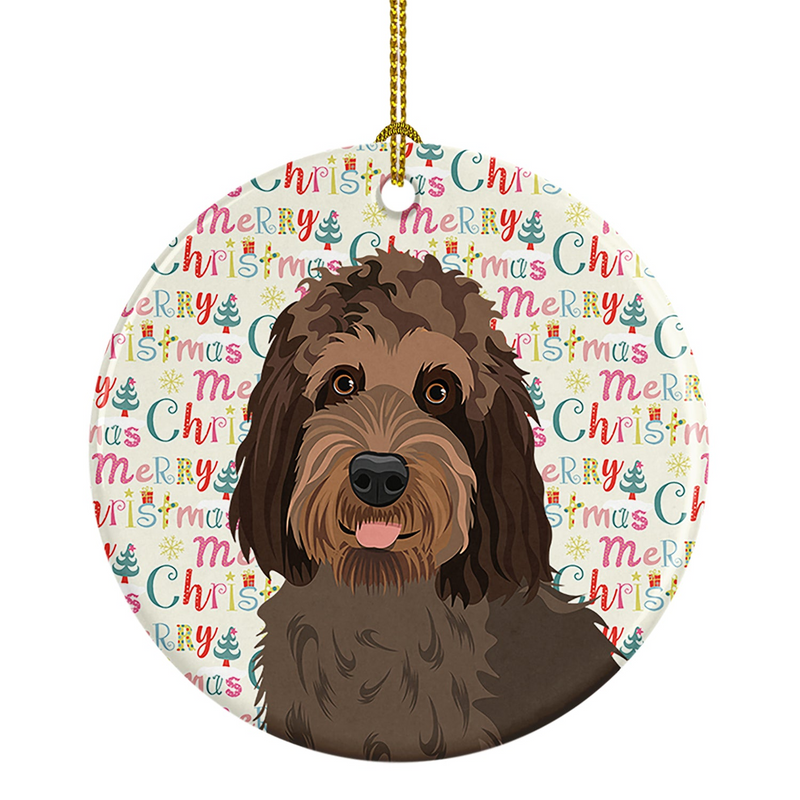 Doodle Tricolor #3 Christmas Ceramic Ornament – Personalized & Festive Holiday Décor