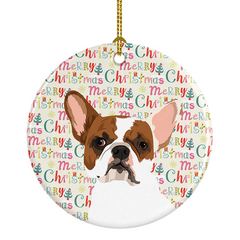 Charming French Bulldog White #2 Christmas Ceramic Ornament - Festive Holiday Decor | High-Quality, Personalizable, USA Made