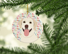 Labrador Retriever Yellow Christmas Ceramic Ornament - Artistic Festive Decor for Holiday Tree