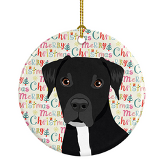 Personalized Pit Bull Black #1 Christmas Ceramic Ornament - Ideal Gift for Dog Lovers | Made in USA