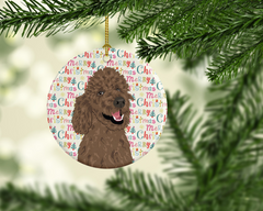 Personalized Poodle Standard Brown Christmas Ceramic Ornament - Festive Holiday Decor by Caroline's Treasures