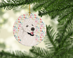 Poodle Standard White Christmas Ceramic Ornament - Personalized Festive Holiday Decor