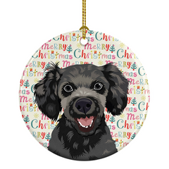 Poodle Toy Grey Christmas Ceramic Ornament - Personalized Holiday Decor for Dog Lovers