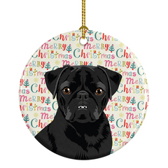 Personalized Pug Black Christmas Ceramic Ornament – Perfect Holiday Decoration