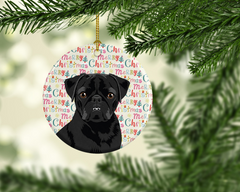 Personalized Pug Black Christmas Ceramic Ornament – Perfect Holiday Decoration