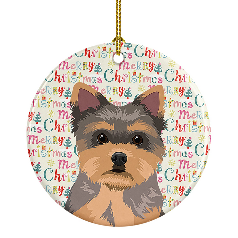 Yorkie Chocolate Puppy Christmas Ceramic Ornament - Personalized Holiday Decoration - Yorkshire Terrier Art - Perfect Christmas Gift for Dog Lovers