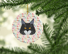 Maine Coon Cat Christmas Ceramic Ornament – Personalized Holiday Decoration