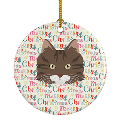 Norwegian Forest Cat Christmas Ceramic Ornament - Personalized Festive Holiday Decor