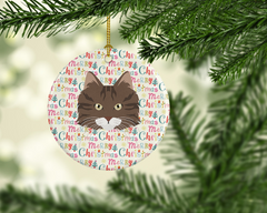 Norwegian Forest Cat Christmas Ceramic Ornament - Personalized Festive Holiday Decor