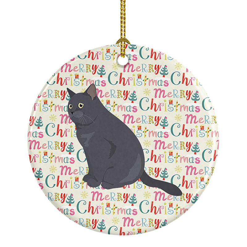 British Shorthair Cat Christmas Ceramic Ornament – Personalized Holiday Décor